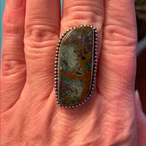 Sterling silver plated fun boho ring size 8 1/2